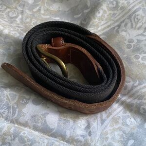 COACH Brown and Black Cotton and Leather Belt